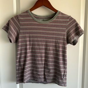 RVCA Striped Short Sleeve Tee - Red and Gray